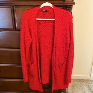 Red popcorn cardigan. M/L